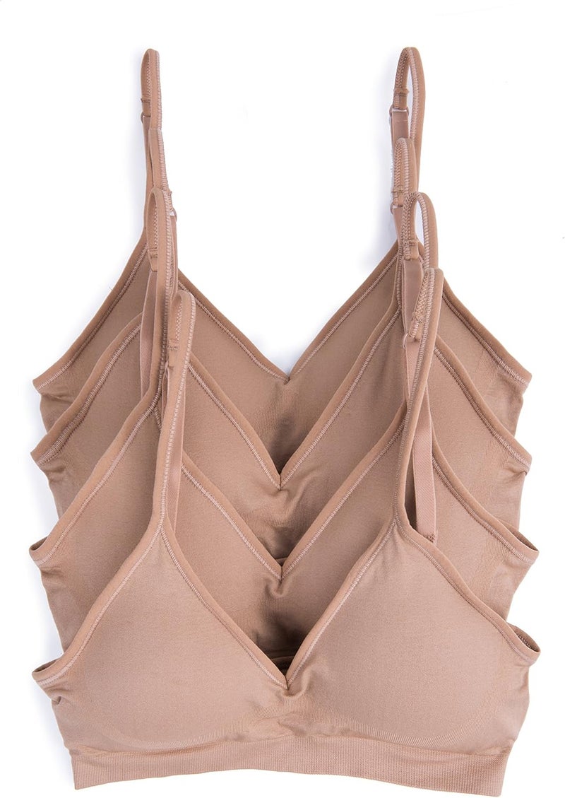 Caramel Cantina 4 Pack V Neck Padded Bralette with Adjustable Straps - S-M - Image 1