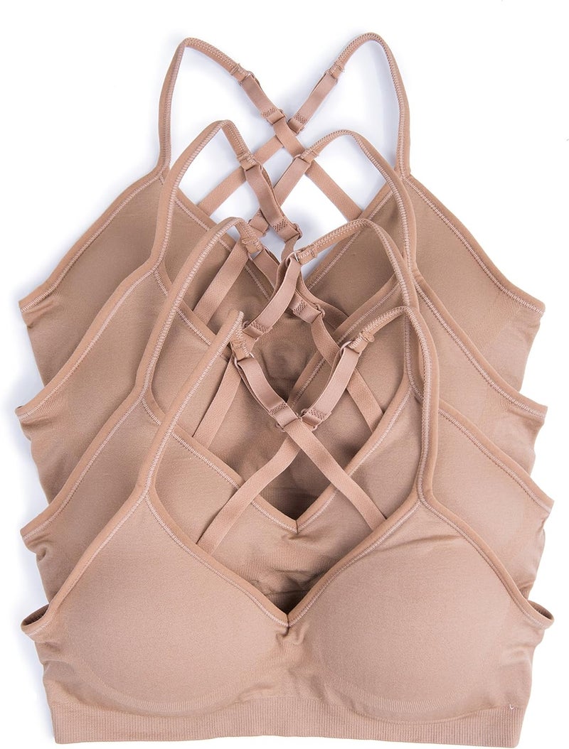 Caramel Cantina 4 Pack V Neck Padded Bralette with Adjustable Straps - S-M - Image 2