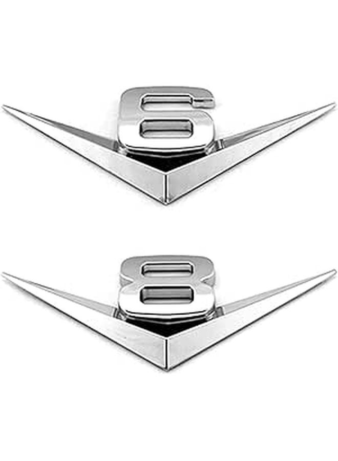 3D Metal Engine Capacity Emblem 2PCS Silver Universal Car Truck Tail Badge Decoration - Image 1
