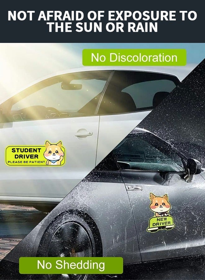 GROIC 3pcs Student Driver Car Magnet, Reflective Stickers,New Drivers Sticker Safety Warning for Beginner,Automobile Decorative - Image 4
