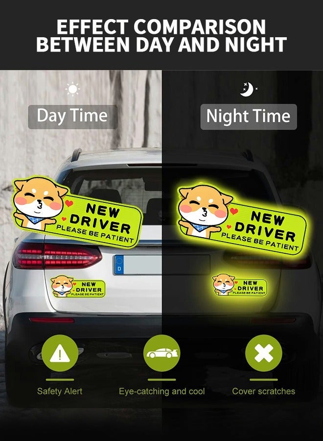 GROIC 3pcs Student Driver Car Magnet, Reflective Stickers,New Drivers Sticker Safety Warning for Beginner,Automobile Decorative - Image 2