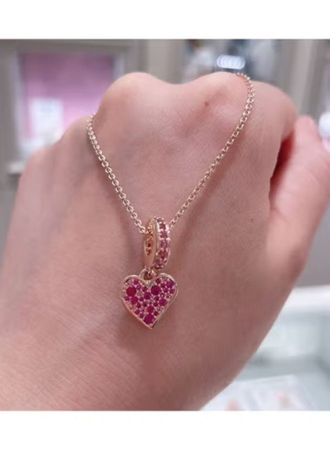 Chomel Women's Classic Cubic Zirconia Rose Gold Pave Inlay Hand drawn Love Pendant Birthday Gift for Girls Heart Shaped Necklace Clavicle Chain Neck Chain - Image 3