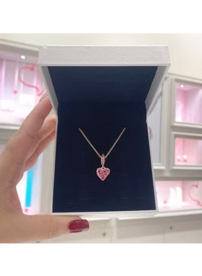 Chomel Women's Classic Cubic Zirconia Rose Gold Pave Inlay Hand drawn Love Pendant Birthday Gift for Girls Heart Shaped Necklace Clavicle Chain Neck Chain - Image 2