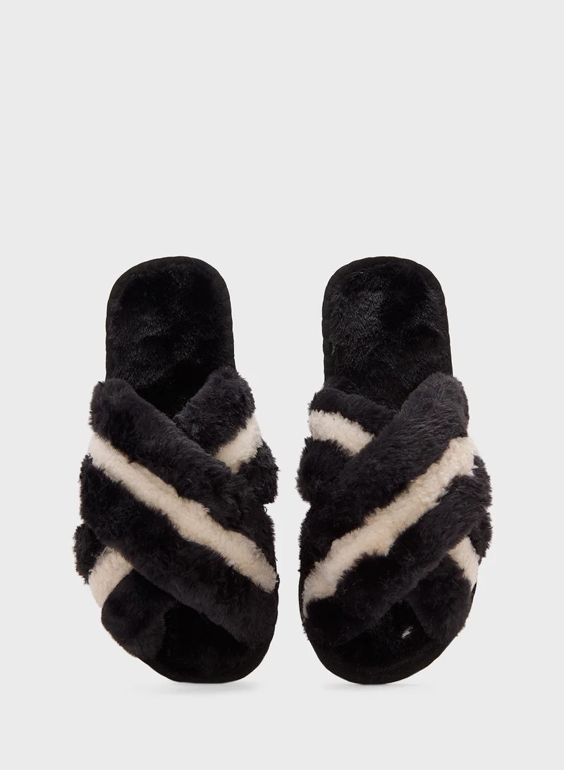 Ginger Stripe Cross Over Bedroom  Slippers
