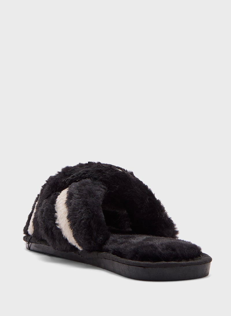 Ginger Stripe Cross Over Bedroom  Slippers - Image 2