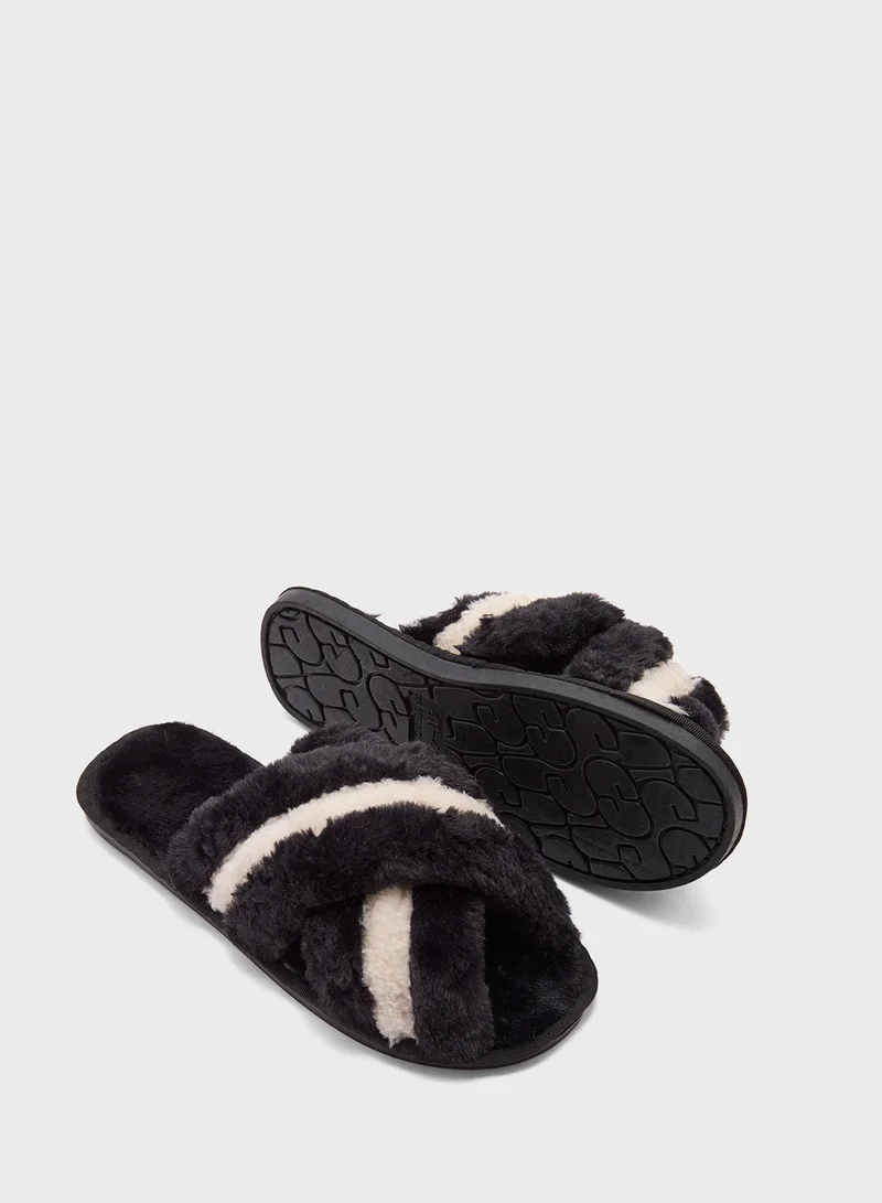 Ginger Stripe Cross Over Bedroom  Slippers