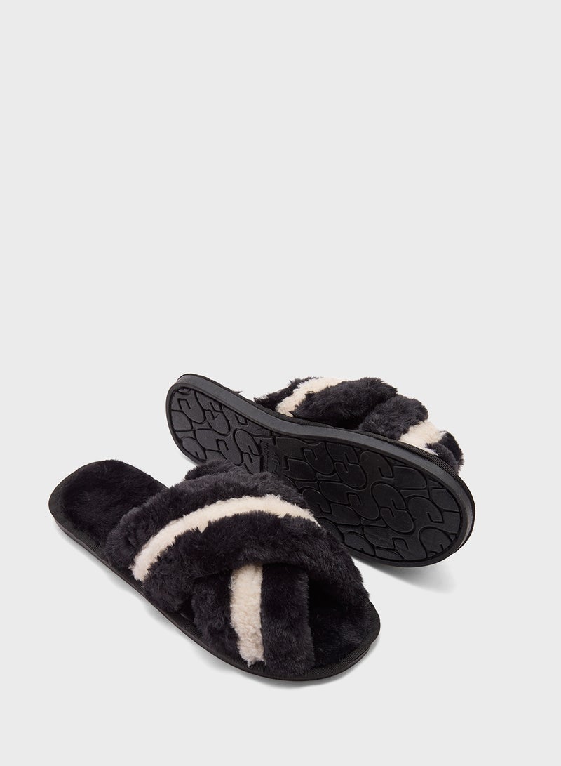 Ginger Stripe Cross Over Bedroom  Slippers - Image 3