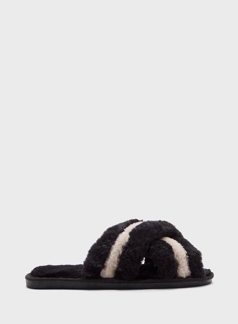 Ginger Stripe Cross Over Bedroom  Slippers - Image 1