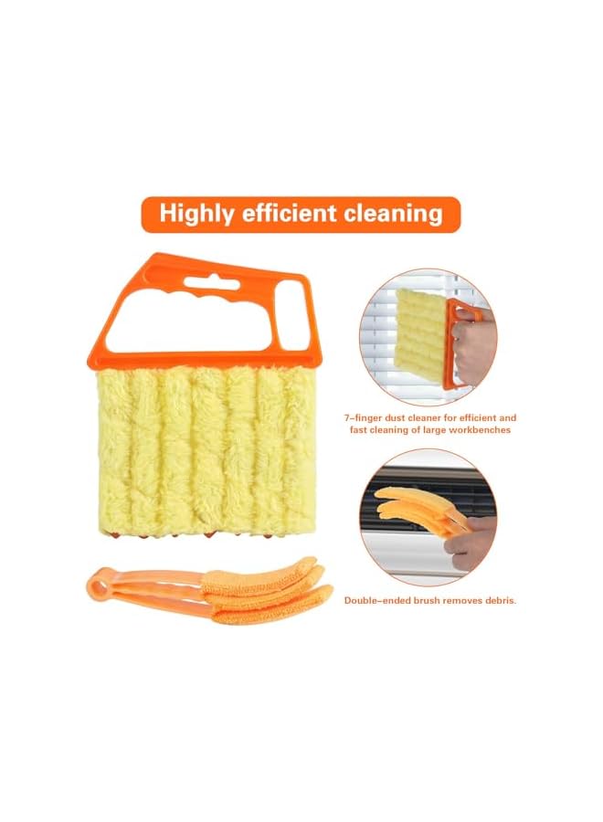 erorex 4 Window Venetian Blind Cleaner Duster Tool, Blind Duster for Cleaning, Microfiber 7 Finger Duster Brush Dusting Cleaner Tool for Window Shutters Air Conditioner Vinyl Wood Blinds Cleaner Tool - Image 4