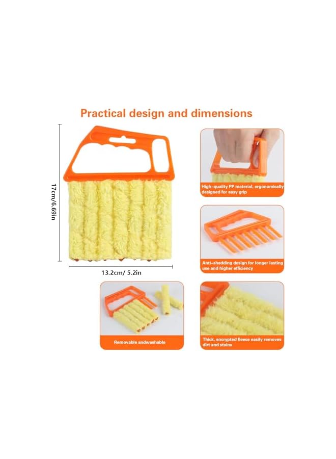 erorex 4 Window Venetian Blind Cleaner Duster Tool, Blind Duster for Cleaning, Microfiber 7 Finger Duster Brush Dusting Cleaner Tool for Window Shutters Air Conditioner Vinyl Wood Blinds Cleaner Tool - Image 2