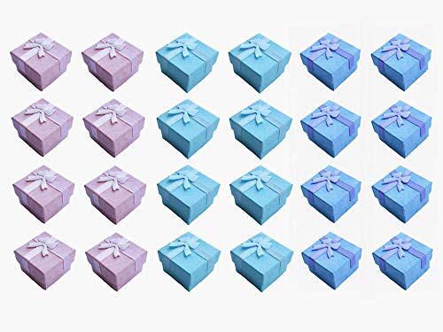 HAMIYELL 24 Pcs Ring Box Small Gift Boxes Sturdy Cardboard Cube Box for Jewelry Pendant 1.6 x 1.6 x 1.2 Inches (Assorted Color) - Image 1