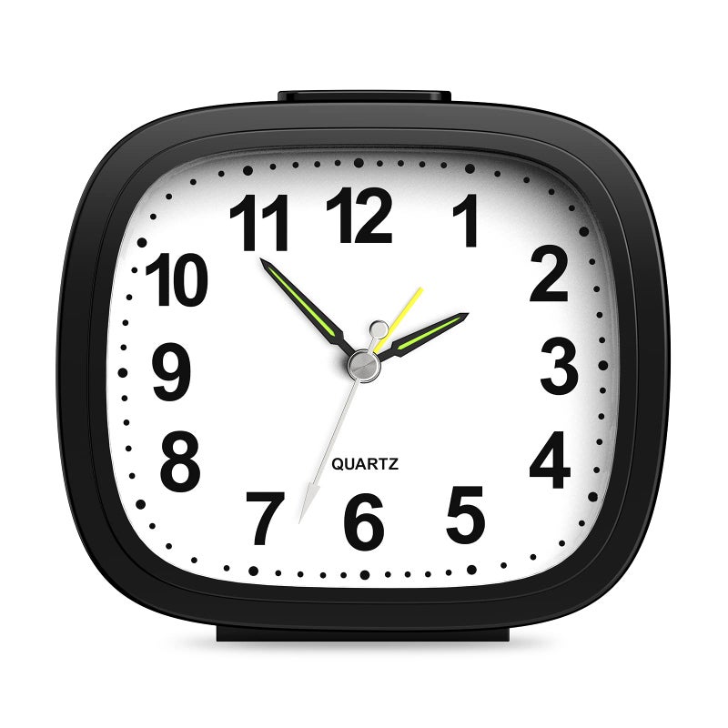 Ankilo Super Silent Alarm Clock for Heavy Sleepers Travel Alarm with Snooze  Light Ascending Beep Sounds Battery Operated for Bedroom Black