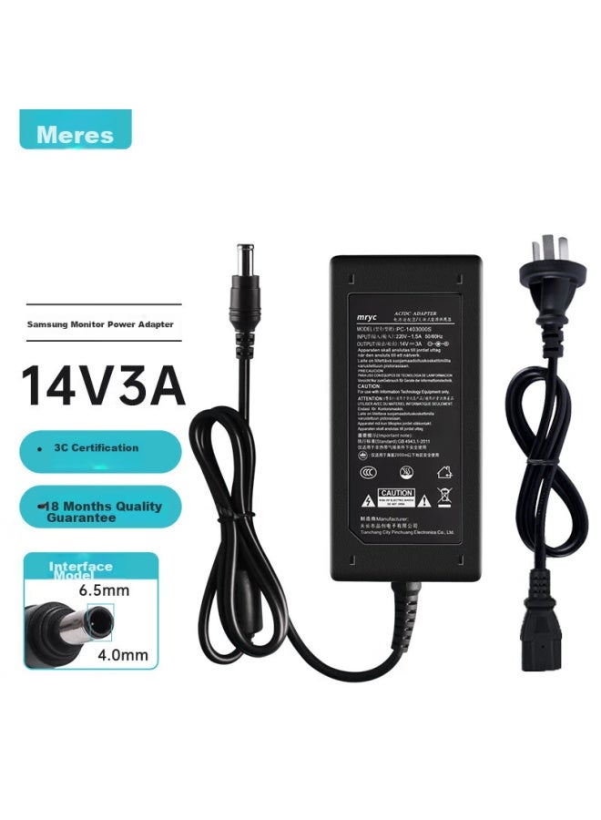 Mryc Samsung Monitor Power Cord 14v3a/2.5a/2.14a/1.78a/1.43a Lcd Computer Power Adapter Universal Laptop Charger For Monitors - Image 1