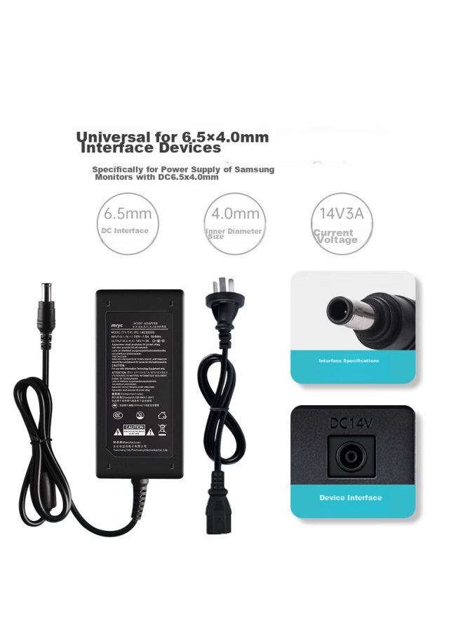 Mryc Samsung Monitor Power Cord 14v3a/2.5a/2.14a/1.78a/1.43a Lcd Computer Power Adapter Universal Laptop Charger For Monitors - Image 4