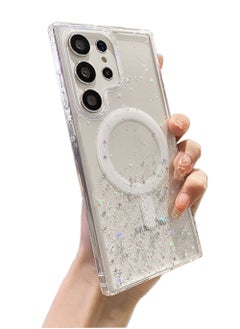 SNBFA Samsung Galaxy S24 Ultra Case Soft Silicone Clear MagSafe Cover with Glitter Bling Super Soft-Touch Anti-Scratch Shockproof Bumper Back Cover Phone Accessories for Women Girls  - Image 1