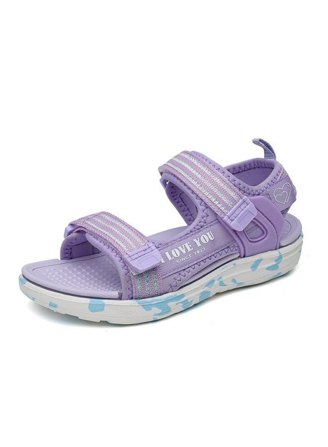 Summer New Girls' Sandals, Medium And Large Children's Shoes, Colorful Girls' Sandals, Open Toe Soft Soles, Lightweight Girls' Shoes, Summer