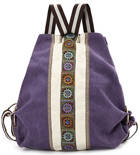 Goodhan Women Canvas Backpack Daypack Casual Shoulder Bag, Vintage Heavy-duty Anti-theft Travel Backpack - Image 1