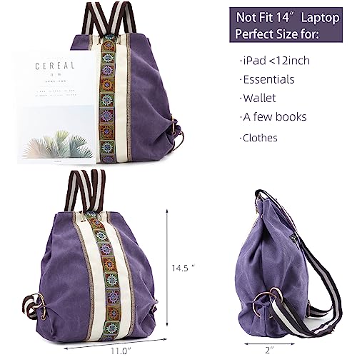 Goodhan Women Canvas Backpack Daypack Casual Shoulder Bag, Vintage Heavy-duty Anti-theft Travel Backpack - Image 4