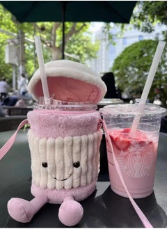 General Jellycat pink coffee bag messenger bag personal birthday gift gift doll toy warm water cup bag  - Image 1