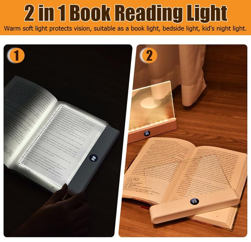 AVEKI Book Light, Dimmable LED Reading Light 3 Color Flat Book Lamp for Reading, Rechargeable Full Page Lights with Timer Portable Bookmark Lights Clip On Study Light for Kids Eye Protection (Pink) - Image 4