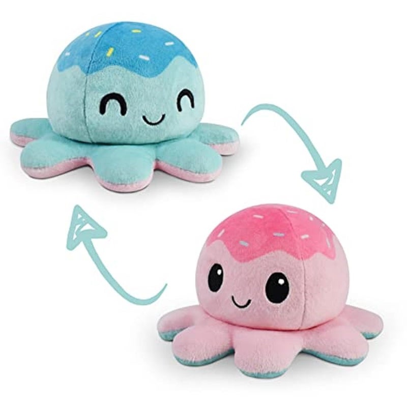 TeeTurtle - The Original Reversible Octopus Plushie - Ice Cream - Cute Sensory Fidget Stuffed Animals That Show Your Mood