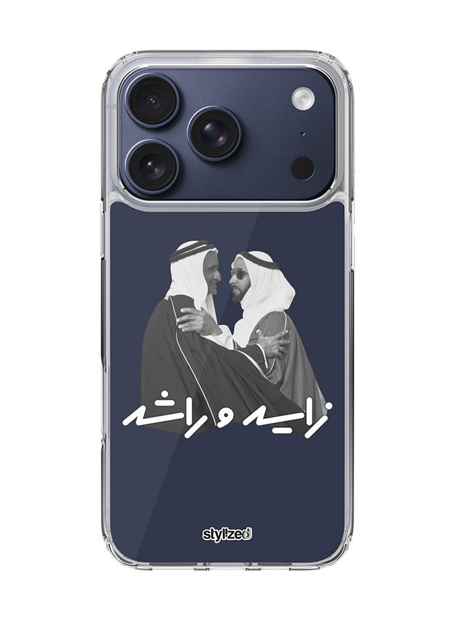 Stylizedd غطاء آيفون 17 برو [متوافق مع MagSafe] غطاء مغناطيسي رقيق شفاف - الشيخ زايد والشيخ راشد، أزرق داكن - Image 1