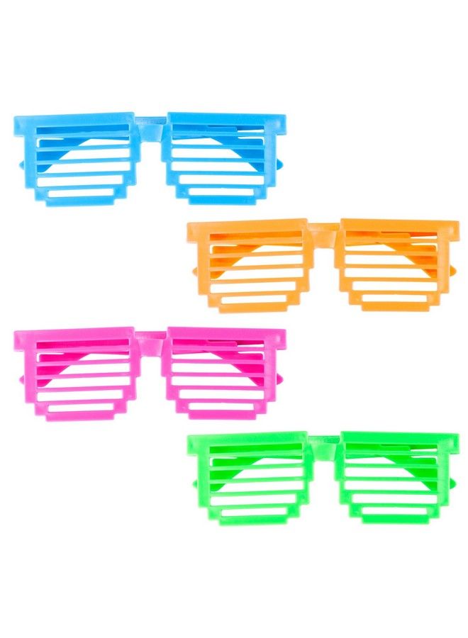 Super Z Outlet Plastic Color Assorted Square Shutter 80S Disco Retro Style Children Unisex Glasses Shades Eye Wear For Party Prop Favors Decorations Toy Gifts Costumes (24 Pairs) - Image 1
