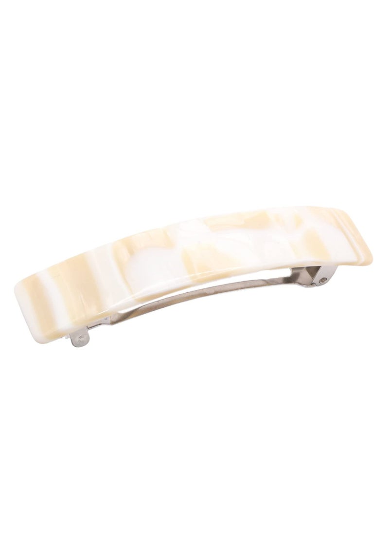 French Amie - French Amie Oblong Handmade 3.5" Celluloid Automatic Hair Clip Barrette Hair Clip for Girls Strong Hold Hair Clips for Women No Slip Durable Paris Hair Accessories, Made in France (Cream Nouget) - Image 1