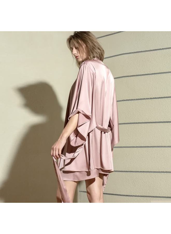 Agentmuse Women's Two-piece Sleepwear Set, Faux Silk Satin Nightgown, Spaghetti Strap Sleepwear, Loungewear 209t, Elegant Gray, Size L - Image 3