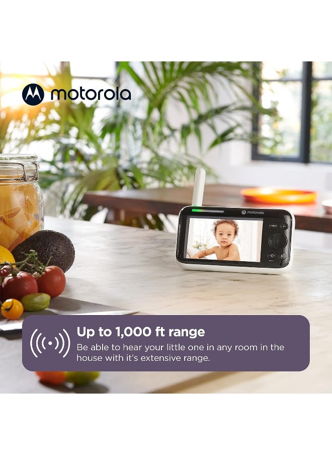 Motorola Nursery - Motorola Nursery Baby Monitor PIP1510 Connect - 5" WiFi Video Baby Monitor with Camera, Wall Mount, HD 1080p - Smart Phone App, 1000ft Range, Two-Way Audio, Remote Pan-Tilt-Zoom, Room Temp, Lullabies - Image 1
