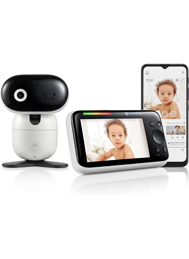 Motorola Nursery - Motorola Nursery Baby Monitor PIP1510 Connect - 5" WiFi Video Baby Monitor with Camera, Wall Mount, HD 1080p - Smart Phone App, 1000ft Range, Two-Way Audio, Remote Pan-Tilt-Zoom, Room Temp, Lullabies - Image 1