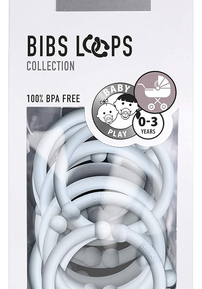 BIBS Loops 12-Pack Baby Links - BPA Free, Food Safe Polypropylene in Baby Blue - Image 2