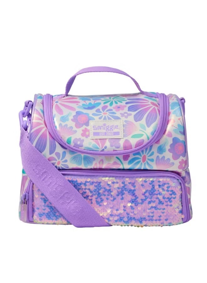 Smiggle Children's Double-Layer Insulated Lunch Bag with Cartoon Print, Portable Large Capacity Student Food Carrier Tote - Image 1