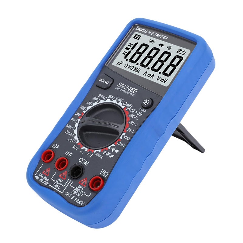 مقياس رقمي متعدد الفولتية واختبار التيار بشاشة LCD مضاءة خلفيًا ونطاق تلقائي Sm245e - Image 3