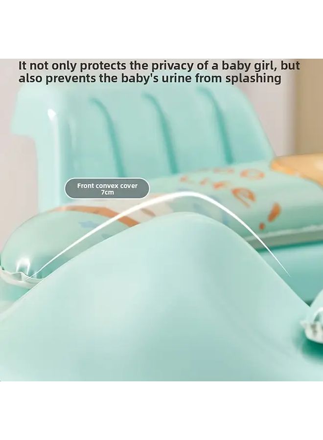 Upgraded Thickened Portable Kids Toilet Training Seat Cushion Little Bear Fantasy Green Anti Slip Foldable Design With Cute Cartoon Bear And Clouds Washable Extendable Soft Cushion For Travel Home And Outdoor Use Durable Plastic - Image 3
