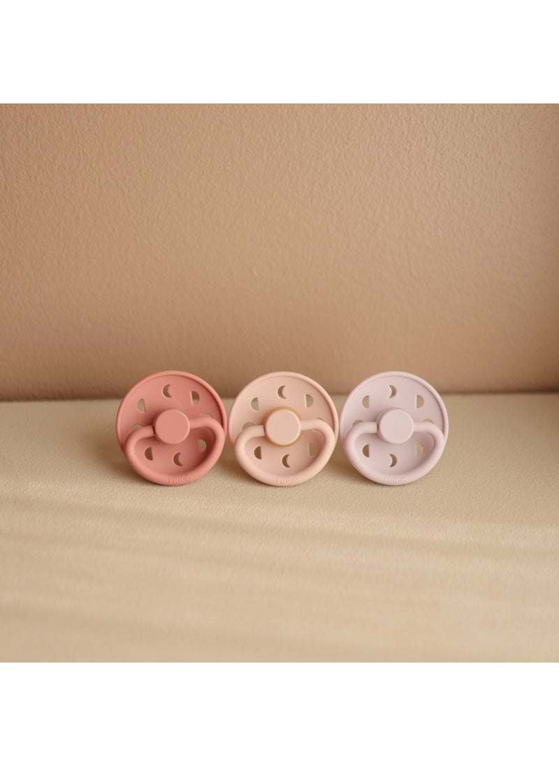 FRIGG FRIGG Moon Natural Rubber Baby Pacifier | Made in Denmark | BPA-Free (Blush/Powder Blush, 0-6 Months) 2-Pack  - Image 2