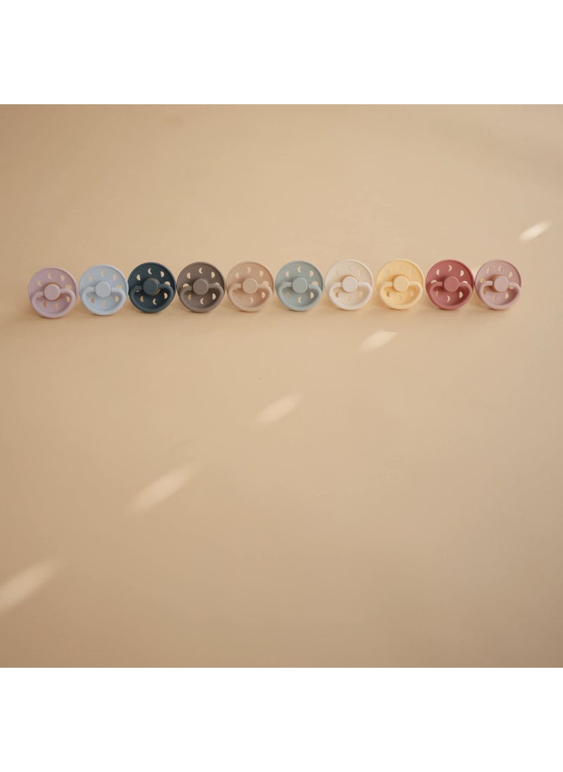 FRIGG FRIGG Moon Natural Rubber Baby Pacifier | Made in Denmark | BPA-Free (Blush/Powder Blush, 0-6 Months) 2-Pack  - Image 4
