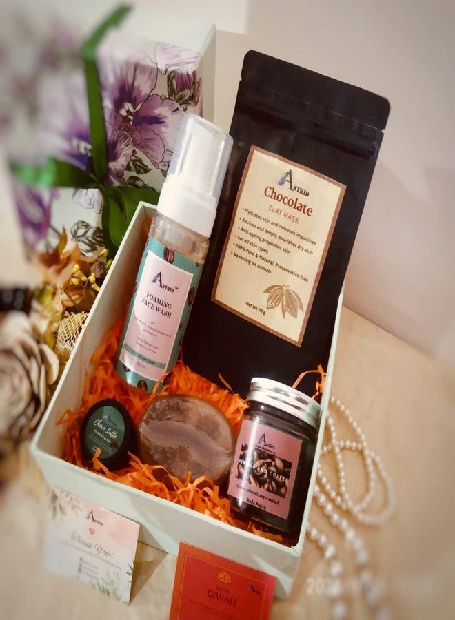 Astrid Coffee Choco hamper, Relaxation gift kit, Coffee ingredients, Coffee spa, foaming face wash, Daily essentials,5 pieces , Gift Kit, Skincare daily essentials, hamper for Her and him, Paraben and Sulphate free - Image 1