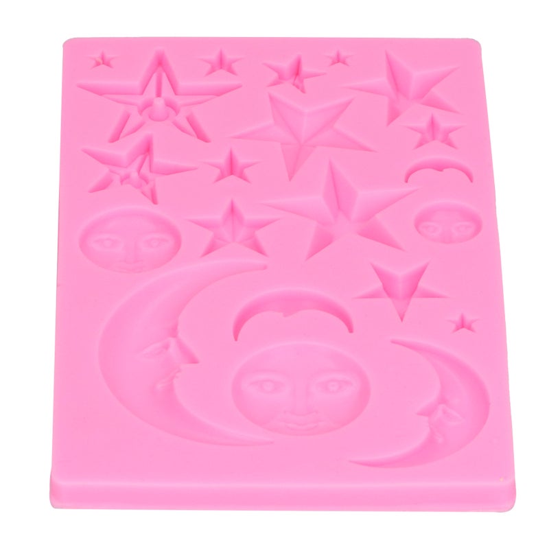 Star Moon Face Shape Mold Silicone Mold DIY Chocolate Cake Mould Baking Tool for Home BakeryPink - Image 2