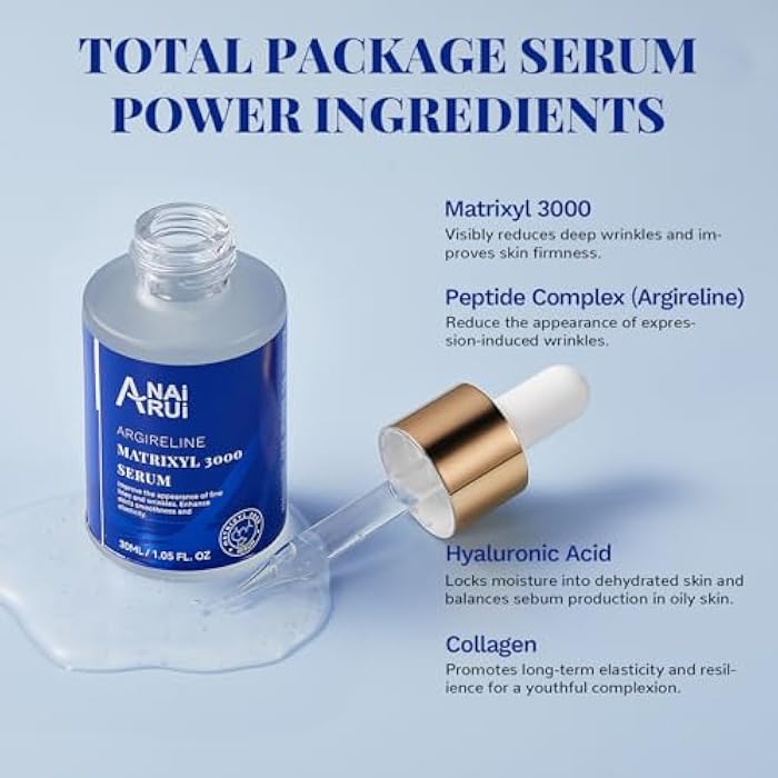 ANAI RUI 10% Argireline Serum+ Matrixyl 3000 Pure Hyaluronic Acid For Face Deep Wrinkle Reducer,Anti-Aging, Collagen Boosting, Peptides Serum for Face1.05 Fl.oz - Image 3