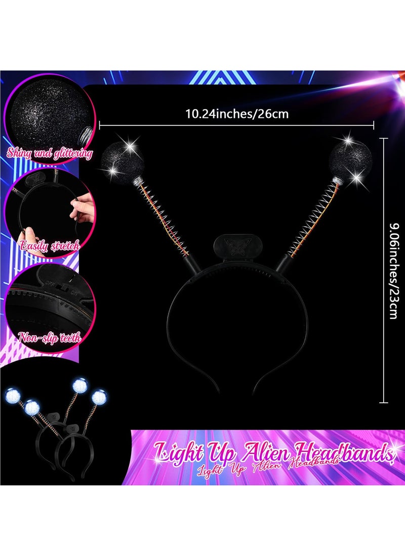 SYOSI 2 Pcs Martian Antenna Headband, Light up Alien Headband Glitter Alien Martian Antenna Alien Accessories for Party Cosplay - Image 2