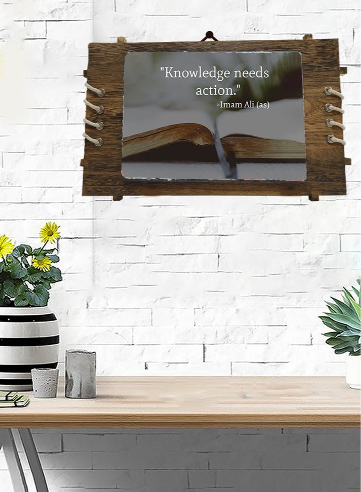 Service Zone Protective Printed White Rectangle Shape Marble Photo Frame for Table Top Knowledge Needs Action Imam Ali (as)  - Image 2