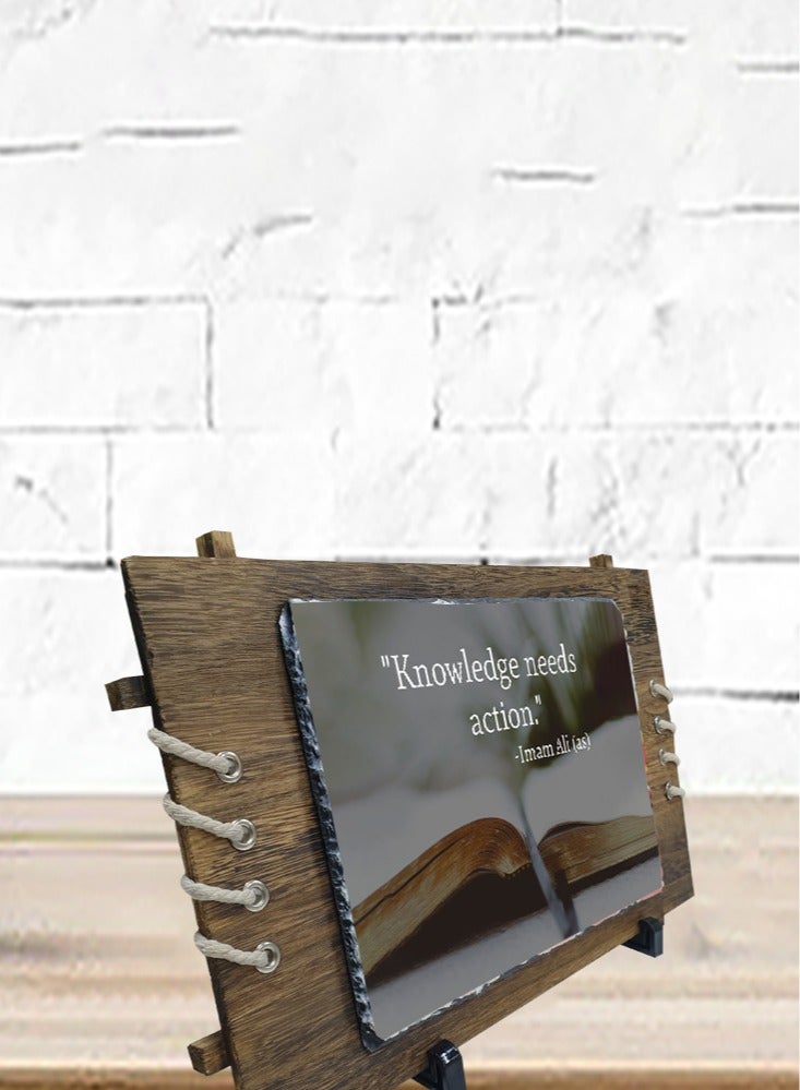 Service Zone Protective Printed White Rectangle Shape Marble Photo Frame for Table Top Knowledge Needs Action Imam Ali (as)  - Image 3