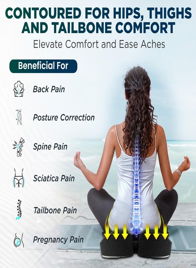Dr Trust USA 396 Orthopedic Coccyx Seat Cushion for Tailbone, Hip, Thigh, Sciatica & Lower Back Pain Relief, Ergonomic Memory Foam Contoured Cushion for Car, Office & Home Chair Sitting, Up to 100 Kg - Image 2