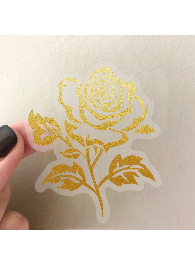 50pcs Golden Plants Stickers PET Transparent Sticker for Kids Golden Flowers Deals DIY Crafts Album Bullet Scrapbooking Junk Journal Journaling Planner Laptop Decor for Kids Teens Adults - Image 4
