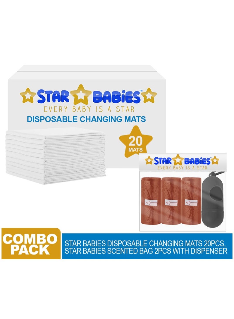 STAR BABiES Disposable Changing Mat 20pcs with Scented bag  - Image 1