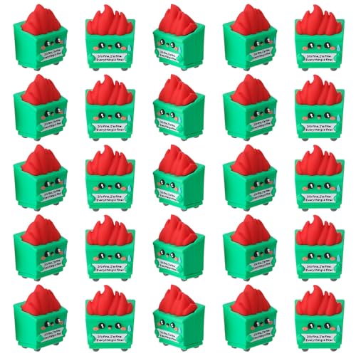 GGSTDDUP 25Pcs Mini Dumpster Fire Figurines Positive Mini Dumpster Toy Figures to Hide Emotional Dumpster Fire Stress Toy Funny Desk Accessories Decor for Staff Teacher Coworker Nurse PVC - Image 1