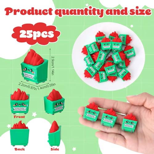 GGSTDDUP 25Pcs Mini Dumpster Fire Figurines Positive Mini Dumpster Toy Figures to Hide Emotional Dumpster Fire Stress Toy Funny Desk Accessories Decor for Staff Teacher Coworker Nurse PVC - Image 5