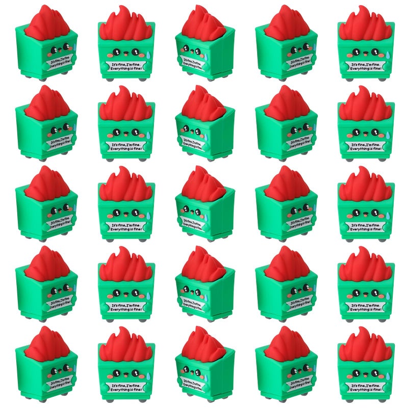 GGSTDDUP 25Pcs Mini Dumpster Fire Figurines Positive Mini Dumpster Toy Figures to Hide Emotional Dumpster Fire Stress Toy Funny Desk Accessories Decor for Staff Teacher Coworker Nurse PVC - Image 3