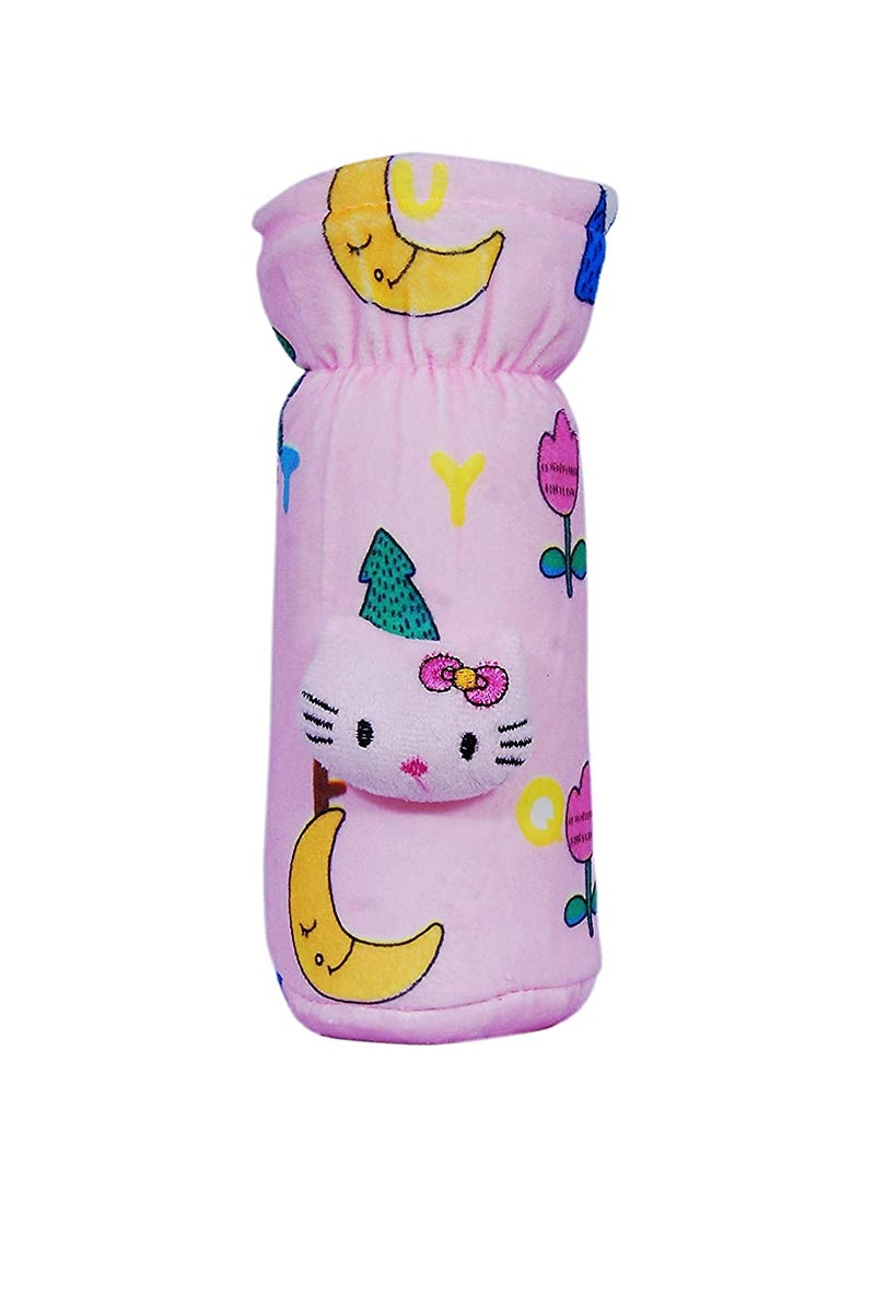 Alya The Cheeky Kidzz Stretchable Soft Velvet Plush Attractive Cartoon Overall Multi Prints Baby Feeding Bottle Cover with Holding Strap Suitable for 150ml 220ml 240ml 250ml Feeding Bottles(Pack of 2;MULTI-COLORS) - Image 3